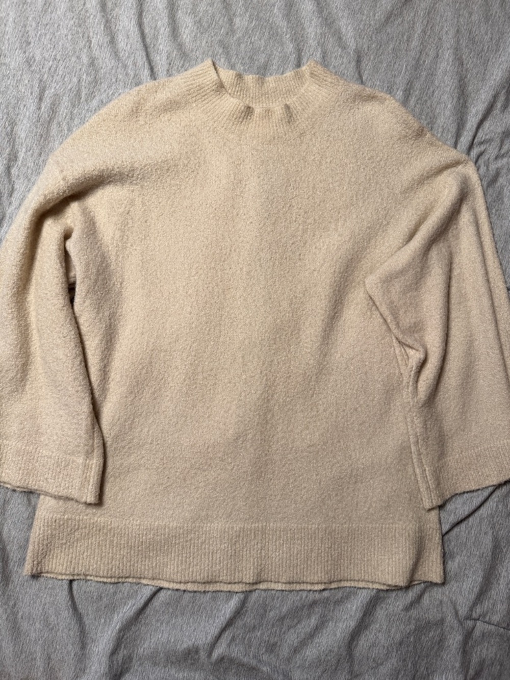 Women's Cream Bouclé Crewneck Sweater - Soft Everyday Layer